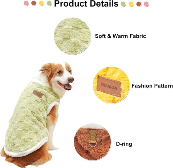 Hundevintertrøje, blød varm ternet vest, til katte og hunde, brun, 15-20 kg, bryst 71 cm, ryg 53 cm