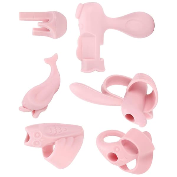 6 pcs Mprince Writing Corrector Silica Gel Children's Handwriting Posture Correction Training Pen Grip Pink