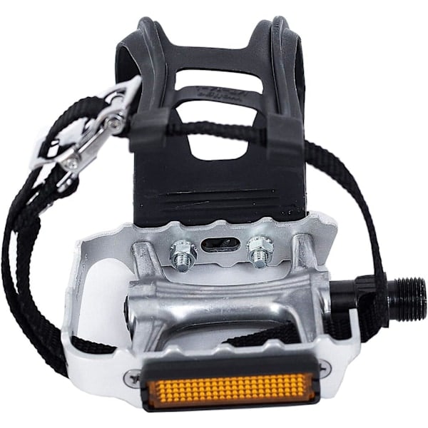 Sykkelpedal med klips og stropper. Egnet for spinningsykler, trimsykler, treningssykler og utendørssykler, 9/16 tommers aksel.{HH}