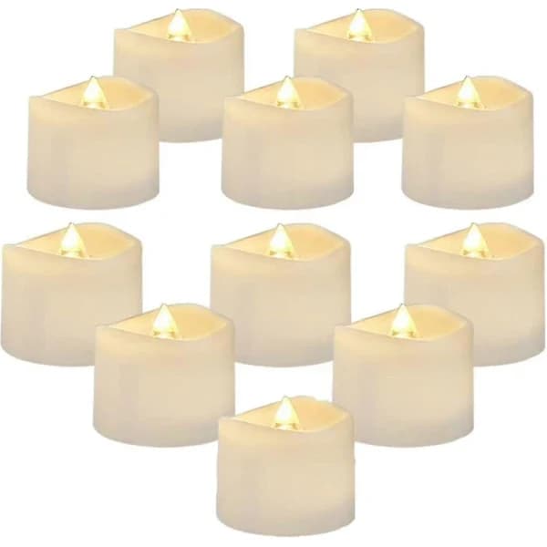 12-pack LED Tealights with Timer, Electric Flickering Candles, Flameless, Automatic 6 Hours On