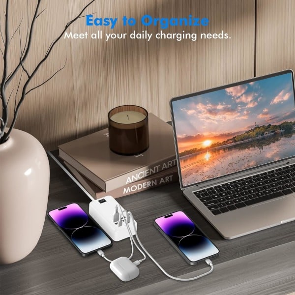 USB-C, 6-ports USB-lader, 2 USB-C-porter + 4 USB-A-porter, multi-U