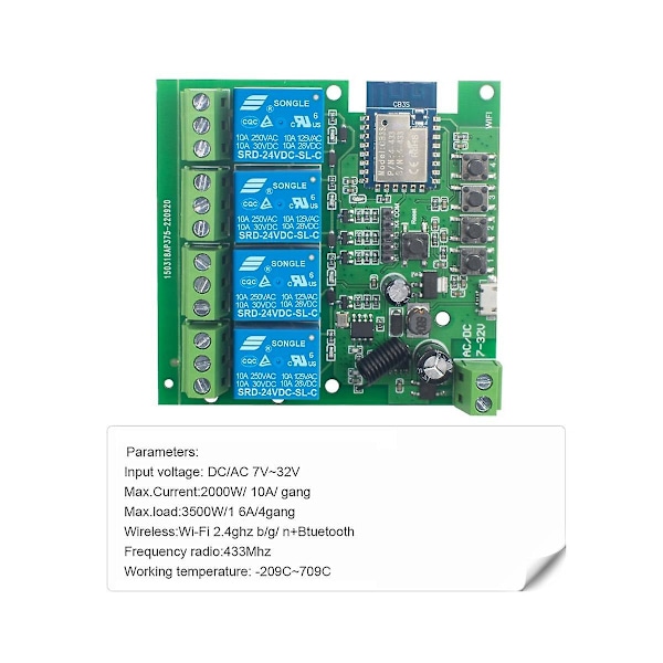 TS-Tuya Älykäs Kytkin Wifi Kytkin Tee-se-itse Ajastin Ac/dc 7-32v 4ch Rf Smartlife Kodin Automatisointimoduuli Alelle