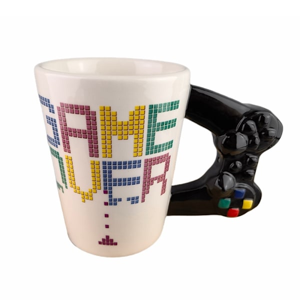 Spelkontroll keramisk mugg, färgglad bokstavsspel joystick keramisk mugg, tecknad kaffemugg
