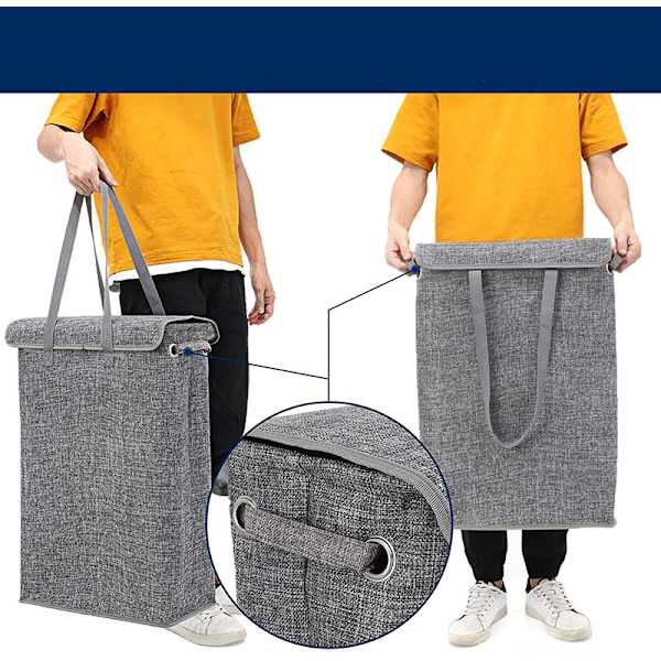 Smal vasketøjskurv med låg, foldbar og kompakt opbevaringskurv