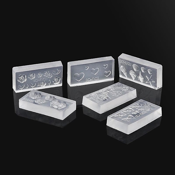TS-6st Mode Tåliga 3D Silikagelformar För Nageldekor DIY