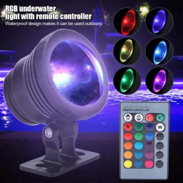 RGB LED-upotusvalot, vedenpitävät moniväriset, lampiin, puutarhaan, uima-altaaseen, suihkulähteeseen, lampeen, AC85-265 V (10 W)