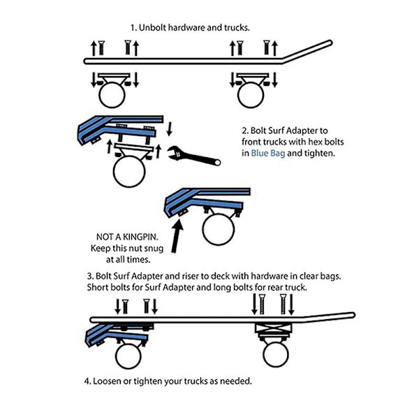 TS-Holdbar Skateboard Surf Og Rail Adapter Passer Til Board Surfbræt, sølv