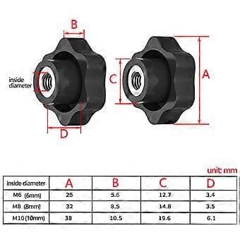 10 Pieces Comfortable Nuts with Handle Multiple Sizes Clamping Solution Star Nut for Easy Manual Adjustment M6