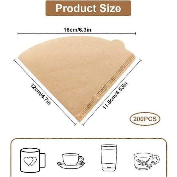 200 Pieces V60 Filter 02, Conical Coffee Filter, Coffee Filter, Coffee Paper Filter, Coffee Filter Paper, Unbleached