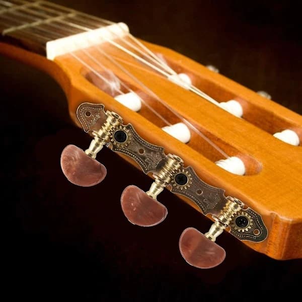 2 st Trippelknapp Klassiska Gitarrsträngstämskruvar Stämmare För 6-strängad Gitarr (Vinrött Huvud)