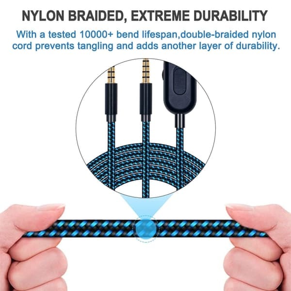TS-Lydkabel 3,5 mm med lydstyrkekontrol og mute-knap til Logitech Astro A10 / A40 / A30