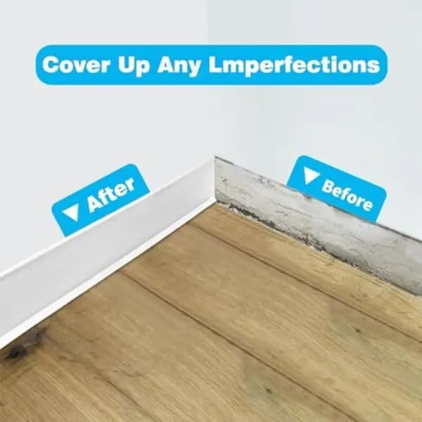 Flexible Self-Adhesive PVC Skirting Board for Kitchen and Bathroom 10cm x 3m White