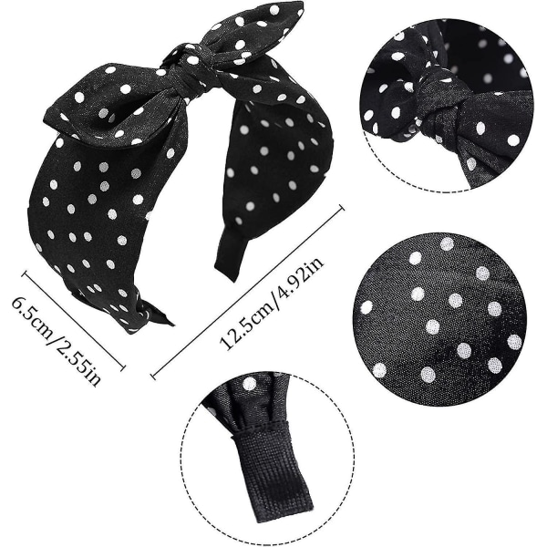 Crday Polka Dot Hårband. 3-pack med rosett-knutna hårband. Brett band i tyg, hårband som present