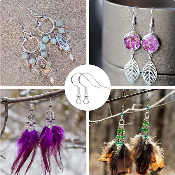 Örhänge Krokar 925 Sterling Silver Örontrådar Fisk krok Örhänge med Fjäderkula för DIY Smycken Anpassa Tillverkning 100 st Silver Plätering h