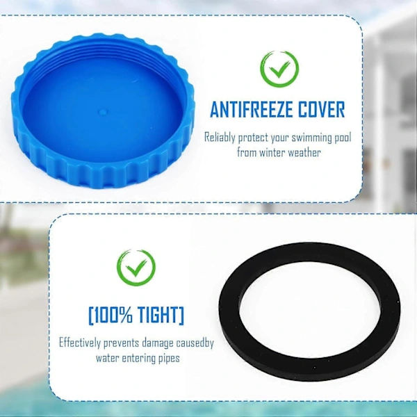 Poolplugg 2-pack för utomhuspooler O-formad ring Förtjockad tätningspackning Skimmerplugg Vinterpluggset