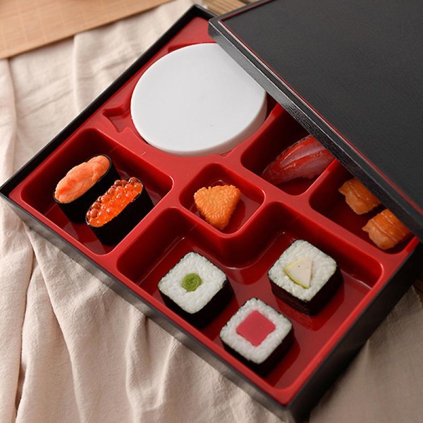 6 fack Bento Lunchlåda Trämat Innehåller förvaringsskola i japansk stil