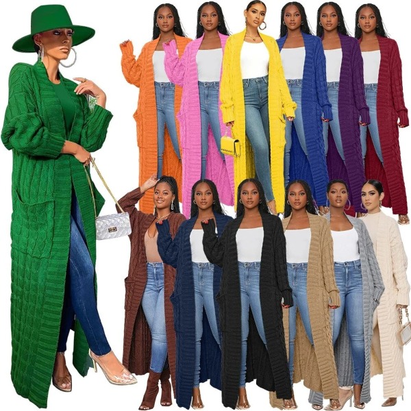 2023 Kvinnor av kvalitet Solid ung kontorsdam Avancerad öppen söm Helärmad Kvinnor X-Long Outswears XL Green