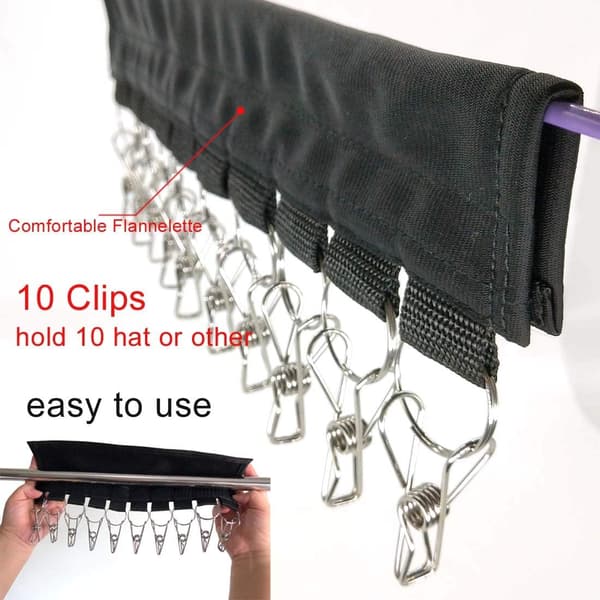 Hat Rack for Wardrobe, High-Quality Fabric Organizer with Stainless Steel Clips, Space-Saving Hanger Conversion for Easy Access