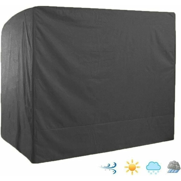 Vattentätt 3-sits gungöverdrag, 220x125x175cm 210D Oxford Anti-UV gungsitsöverdrag utomhus gungskyddsskydd - Svart