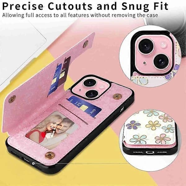 Printed Double Buckle RFID Anti-theft Mobile Phone Case for iPhone 15