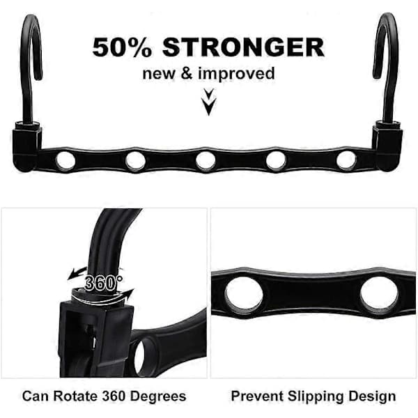 10-pack Magic Hangers Closet Hangers Organizer Storage for Clothes Space Saving in Closets Black 41CM