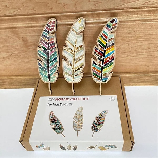 TS-Turkis Fjær Mosaikk DIY Kit Fjær Kunst Kit DIY Kit Fjær Håndverk Bursdagsgave Mosaikk Laging