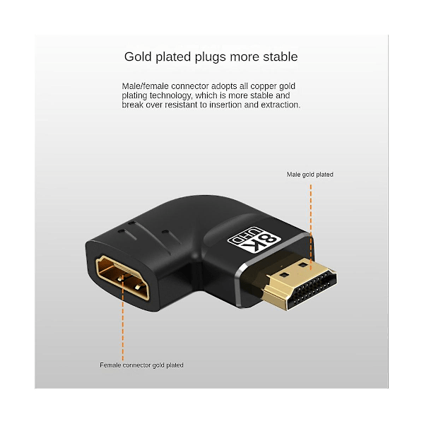 TS-8k -kompatibel Adapter Splitter Hann Til Hunn 270 Graders Konverter Utvider For HDTV Laptop Skjerm
