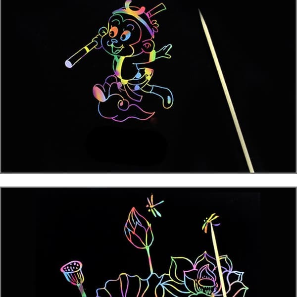 TS-Rainbow Skrapkonst Papper med Verktyg - 50 ark