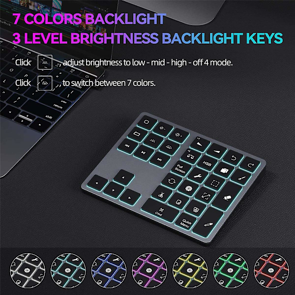 TS-Bluetooth Tastatur med Bakgrunnsbelyst Procreate Num Pad Oppladbart Tastatur Tegnesnarveier For Grap