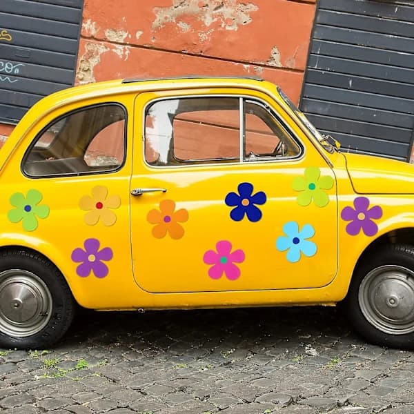 Retro Blomsterbilmagneter Dekorationer (48 stykker)