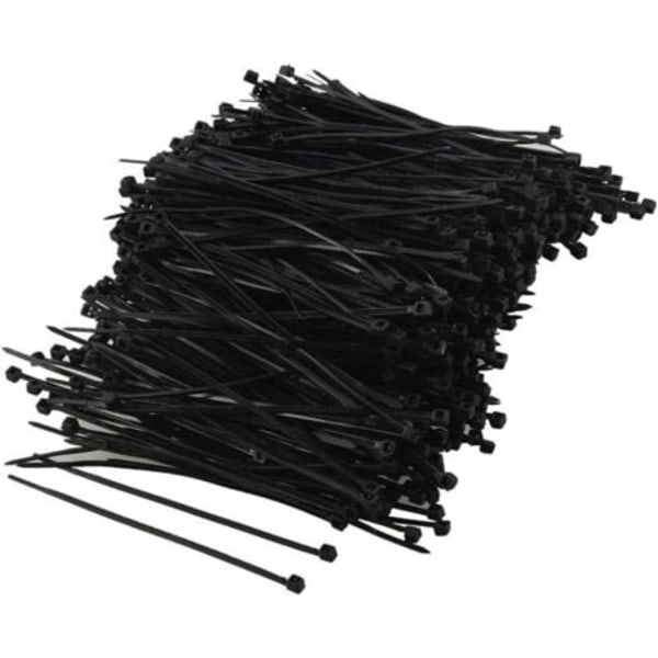 1000 kpl Nylon-kaapelisiteitä muoviset nippusiteet (2x100mm, musta)