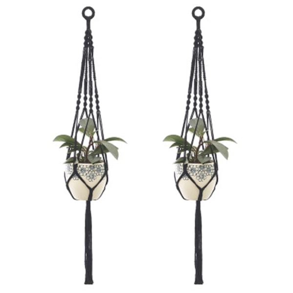 2 st Macrame Växt Hängare Hängande Planter Korg, Stil 4