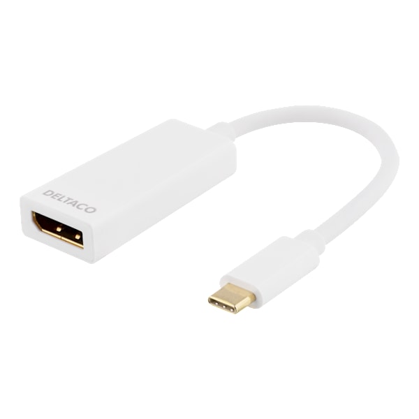 USB 3.1>DisplayPort -sovitin USB C DisplayPrt 19pin UHD valkoinen