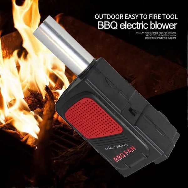 Bärbar elektrisk grillfläkt ABS handhållen kolblåsare för grillpicknick camping eldstad 17,2 cm
