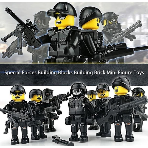 Militära Specialstyrkor Soldater Klossar Figurer Vapen Kompatibla Beväpnade SWAT Byggklossar