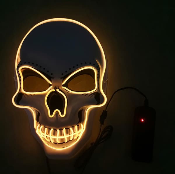 Halloween uhyggelig maske med lys til fest yellow
