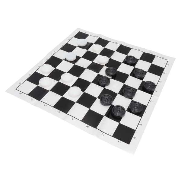 Checkers Set Stackable Black White Plastic Pieces Draughts Board Game with Transparent Box for 3 Years Old and Up 0.1