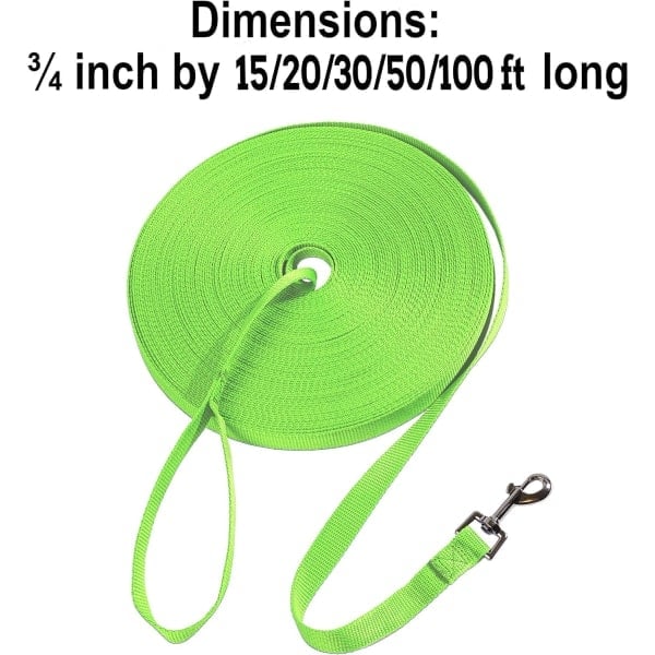 Agility Hund/Valp Lydighet Innkalling Treningskobbel - Treningsline - Perfekt for trening, lek, camping eller hage (6 meter, grønn)