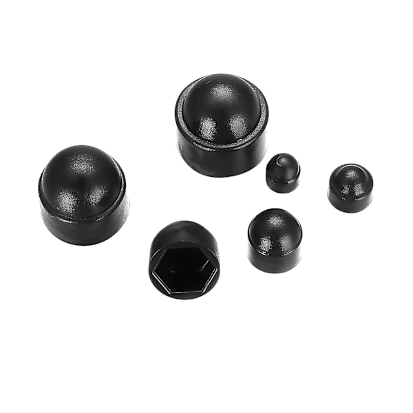 145 stk Bulthetter Skruelokk, Plastkuppelmutter, Sekskantet Mutterbeskyttelse, Bultlås Svart Bultmutter - M4/m5/m6/m8/m10/m12