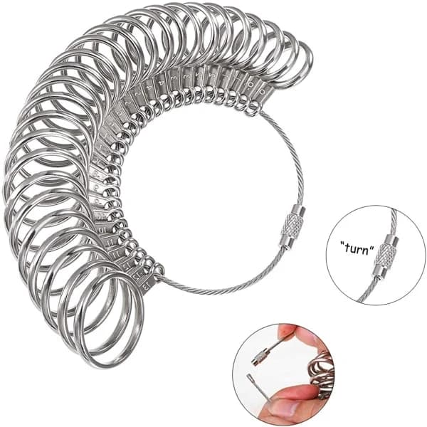 Ringmåler med ringstørrelser og ringdor