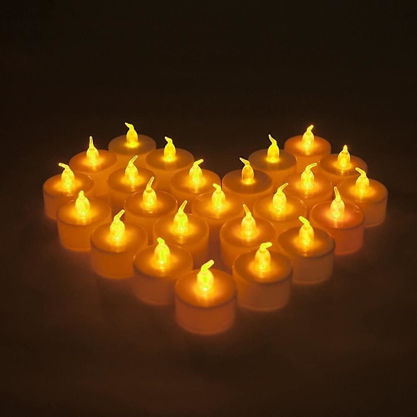 Flameless LED Tealights - With Cr2032 Batteries - Flickering Effect - Warm White 24 Pcs