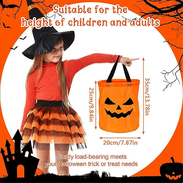 TS-Led Lys Halloween Godteposer Halloween Gresskar Godteposer Gjenbrukbar Bøtte For Barn Halloween Supp