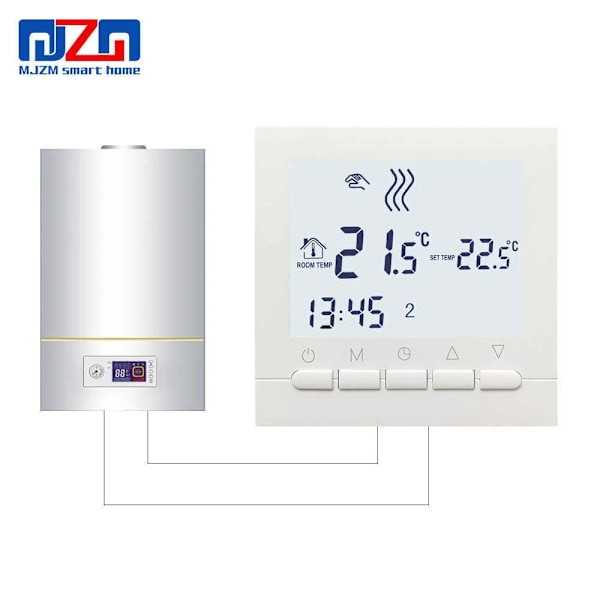 Grossist MJZM BGL02-5 LCD Termostat för Gasvärmepanna Värmeregulator Batteridriven Program Väggmonterad Termostat för Kombipanna 210719