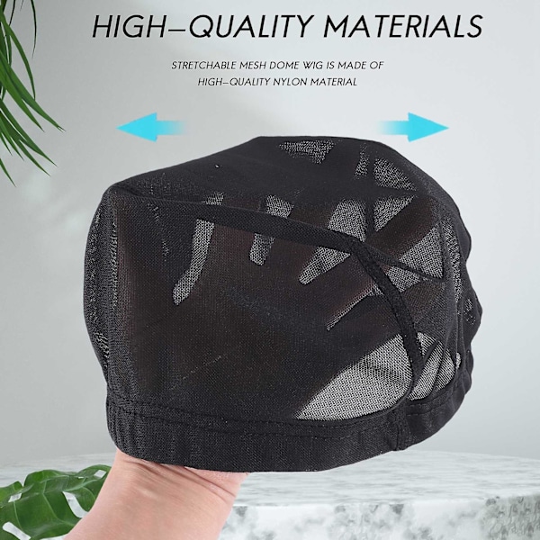 TS-6 stk Parykkhette for parykklaging Elastisk Dome Mesh Parykkhette Dame Front Lace Parykk Svart