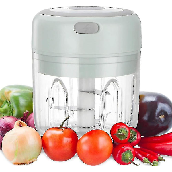 Elektrisk Hackare för Vitlök, Lök, Frukt, Kött - Multihackare med USB-Laddning 250ml Grön