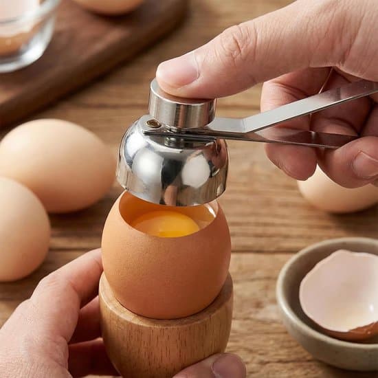 Stainless Steel Egg Opener - Precise Cutter for Raw and Boiled Eggs - Versatile Kitchen Tool with Clean Cut - For Breakfast and Baking
