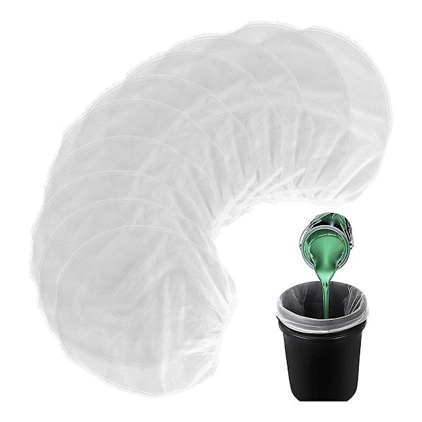 10 stk Malingsfilterposer, 1 Gallon Malingsfilter med Elastisk Snøring Hvit Finmasket Åpning Nylon Mesh Filter{HH}