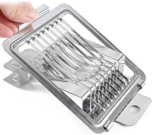 Eggeskjærer, Multifunksjonell Kutter i Rustfritt Stål, For Egg, Sopp, Tomater Og Frukt, Sett Med 2, 15 x 9 x 2.5 cm