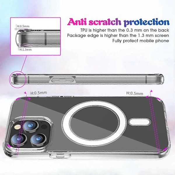 For iPhone 15 Pro Compatible with MagSafe Shockproof TPU+PC Case Transparent Mobile Phone Shell
