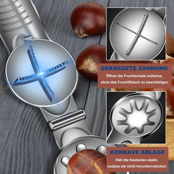 Stainless Steel Nutcracker - Powerful Chestnut and Walnut Cracker, Chestnut Knife, Chestnut Clipper, Kitchen Utensil for Nuts and Chestnuts